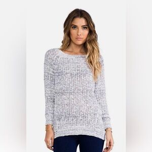 FREE PEOPLE Star Dune Slouchy Chunky Open Knit Sweater Gray & White. Size: Large